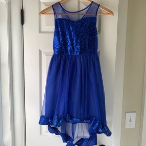 Allie B Girls Special Occasion Blue Sequins & Mesh dress